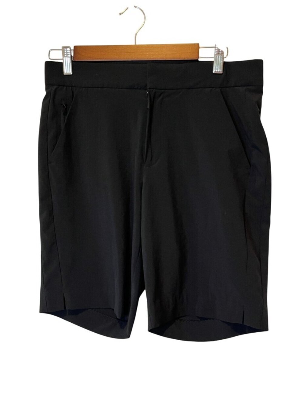ATHLETA Black Womens Athletic Shorts With Zipper Pockets & Elastic Waistband Si